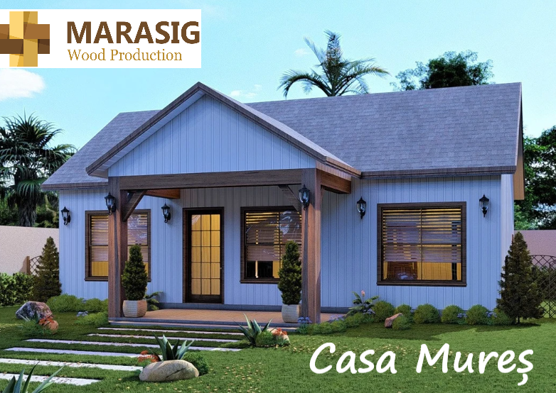 Casa Mureș – vedere laterală casă din lemn