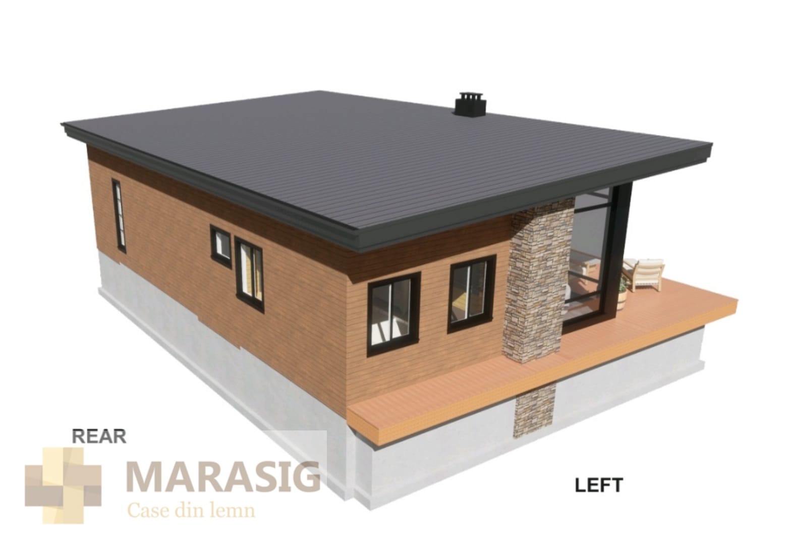 Casa Siret – vedere spate casă din lemn